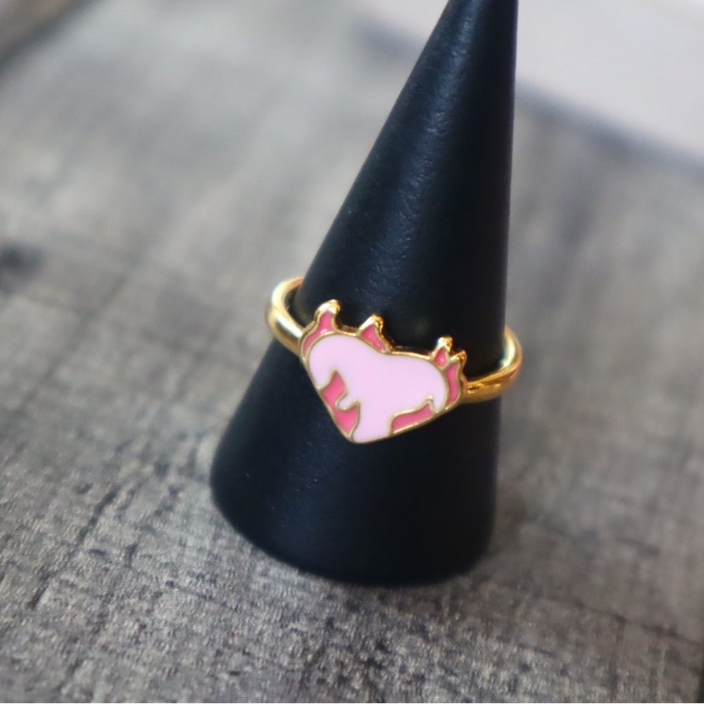Gold and Pink flaming heart Ring